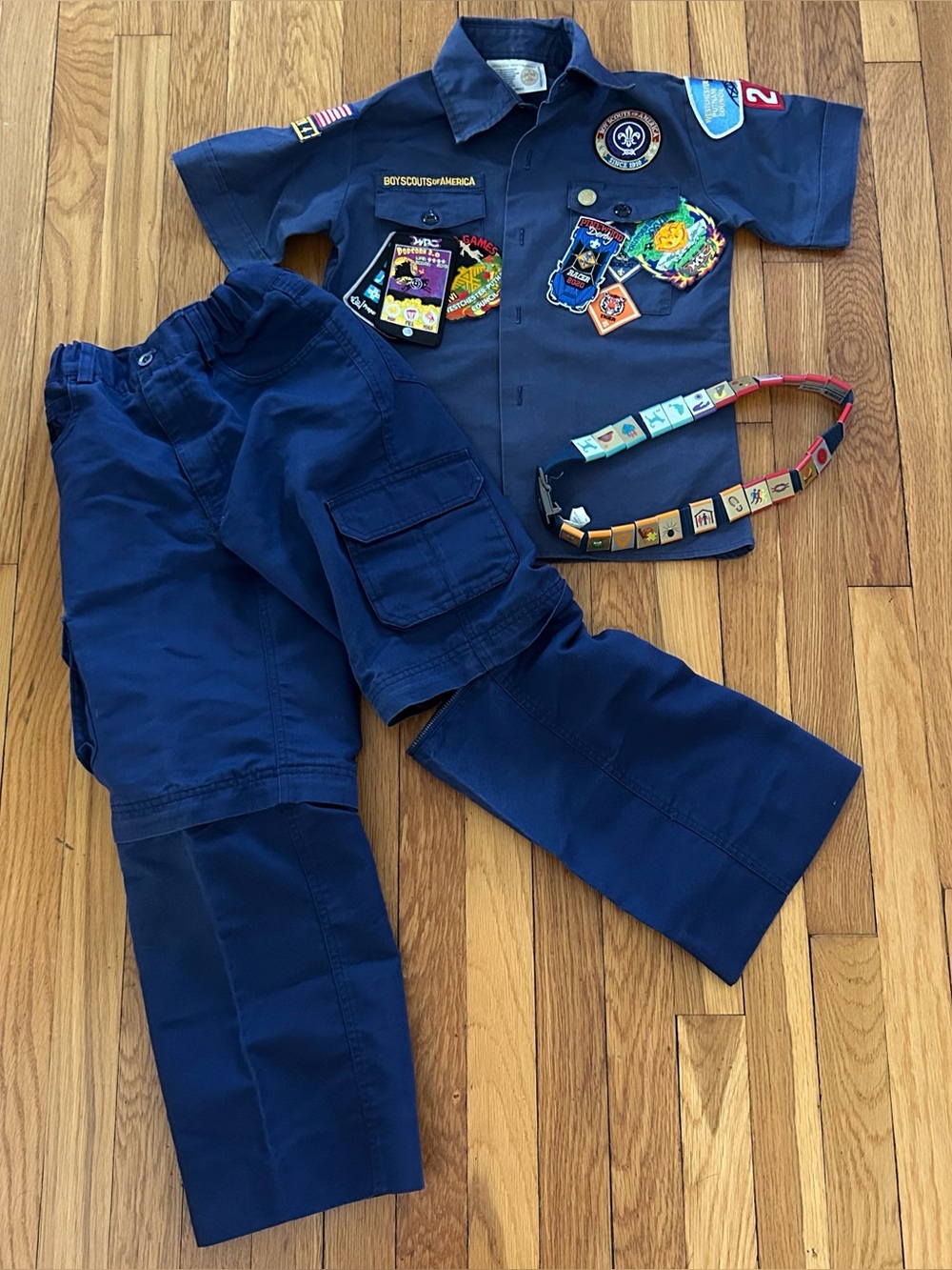 Boys Navy Cub Scout Uniform Shirt & Pants Set with Belt